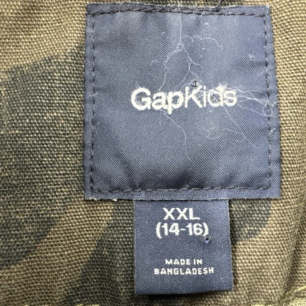 GAP Field Army Jacket Youth XXL 14 16 Camo Anorak Hooded Military Lined Canvas